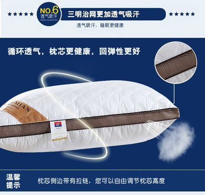 Coussin lavable élastique pur en coton fonctionnalité durable pour lit d'hôtel