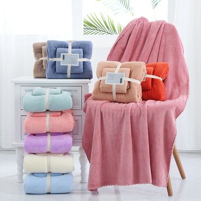 Tout le monde Groupe d'âge Logo personnalisé Coral Fleece Towel Set 2 pièces Towel en microfibre
