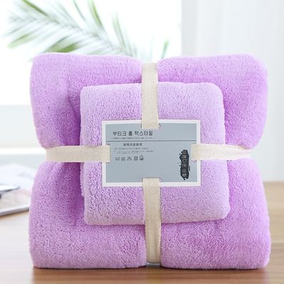 Tout le monde Groupe d'âge Logo personnalisé Coral Fleece Towel Set 2 pièces Towel en microfibre