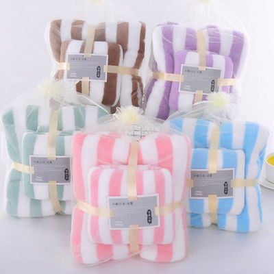 Serre à bain à deux pièces en laine de corail absorbante pour une couleur rose bleu vert violet ou brun