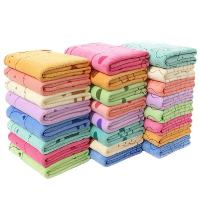 Ensemble de serviettes de bain pour enfants carrés 3 pièces serviettes avec imprimé de lapin de dessin animé et fibre de polyester