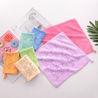 Ensemble de serviettes de bain pour enfants carrés 3 pièces serviettes avec imprimé de lapin de dessin animé et fibre de polyester