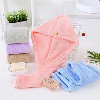 Toutes les âges Laine de corail de bain Chapeau de cheveux sec avec serviette absorbante en fibres de polyester