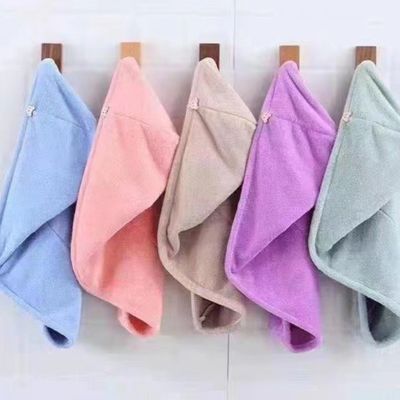 Toutes les âges Laine de corail de bain Chapeau de cheveux sec avec serviette absorbante en fibres de polyester