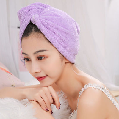 Toutes les âges Laine de corail de bain Chapeau de cheveux sec avec serviette absorbante en fibres de polyester