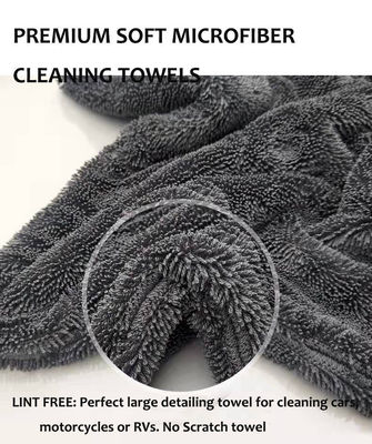 Tissu de nettoyage de voiture en microfibre rectangulaire à double couche à serviette absorbante pour lavage de voiture