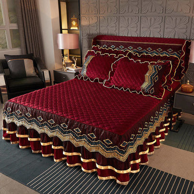 Tissu de lit imprimé sur mesure bordure jupe de lit en dentelle pour le style européen et américain