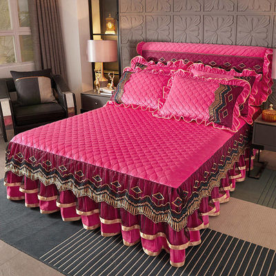 Tissu de lit imprimé sur mesure bordure jupe de lit en dentelle pour le style européen et américain