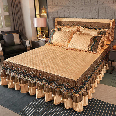 Tissu de lit imprimé sur mesure bordure jupe de lit en dentelle pour le style européen et américain