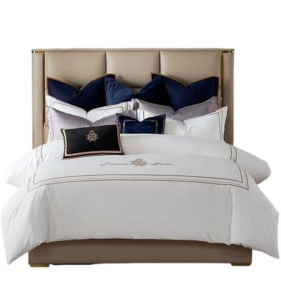 Ensemble de literie d'hôtel en coton personnalisé avec le logo de broderie de luxe et de style européen Percale