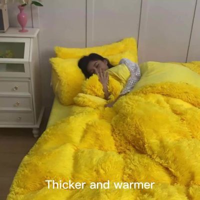 128x68 Densité du tissu Mink fourrure velours pelucheux en peluche Lit ensemble 4 pièces couleur arc-en-ciel