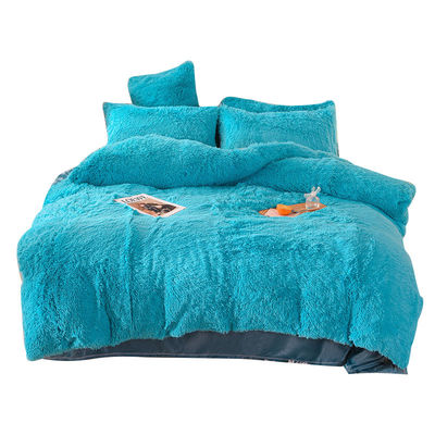 128x68 Densité du tissu Mink fourrure velours pelucheux en peluche Lit ensemble 4 pièces couleur arc-en-ciel