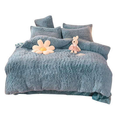 128x68 Densité du tissu Mink fourrure velours pelucheux en peluche Lit ensemble 4 pièces couleur arc-en-ciel