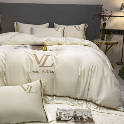 Légendaire broderie en coton lavé en soie 4 pièces King Size Lit Set pour la décoration élégante de la maison