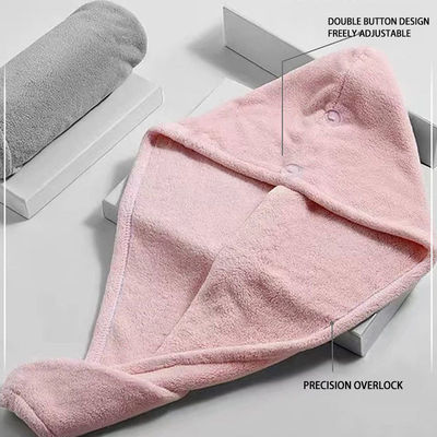 Conception personnalisée Couleur pure en microfibres en laine de corail Chapeau de cheveux sec pour les cheveux à séchage rapide serviette