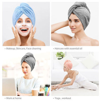 Conception personnalisée Couleur pure en microfibres en laine de corail Chapeau de cheveux sec pour les cheveux à séchage rapide serviette
