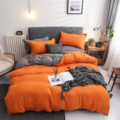 Contraste de couleur 4 pièces de lit en microfibre ensemble couverture de couette verte solide pour lit king size