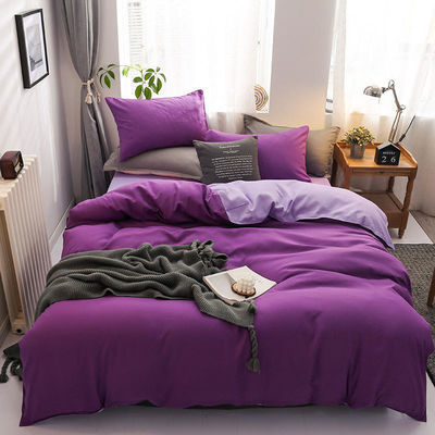 Contraste de couleur 4 pièces de lit en microfibre ensemble couverture de couette verte solide pour lit king size
