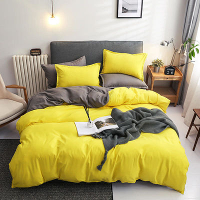 Contraste de couleur 4 pièces de lit en microfibre ensemble couverture de couette verte solide pour lit king size
