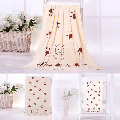 Accueil/Hôtel Coral Fleece Ensemble de serviettes douces en microfibre imprimé par ours Ensemble de serviettes de bain en trois pièces