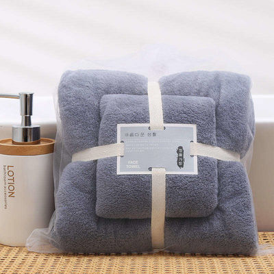 Super absorbant hypoallergénique Rectangle de laine de corail Microfibre serviette de bain en cadeau