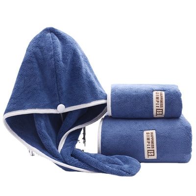 Ensemble cadeau de serviette de bain et bonnet de douche en velours de corail à haute absorption 1 kg de matériau polyester