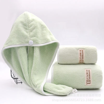 Ensemble cadeau de serviette de bain et bonnet de douche en velours de corail à haute absorption 1 kg de matériau polyester