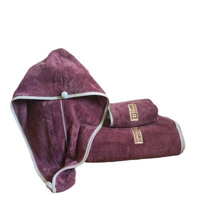 Ensemble cadeau de serviette de bain et bonnet de douche en velours de corail à haute absorption 1 kg de matériau polyester