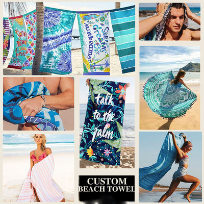 Design personnalisé serviette de plage en microfibre expédition rapide grande taille idéale pour les sports d'été