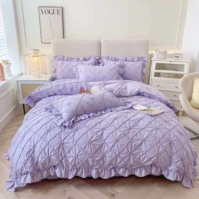 7 pièces de draps de lit à couette et couette en peluche avec rideaux assortis