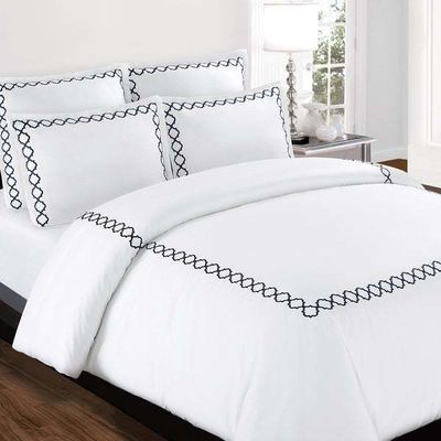 128x68 Densité de tissu Broderie Blanc Comfort Set Couverture de couette pour la literie de l'hôtel