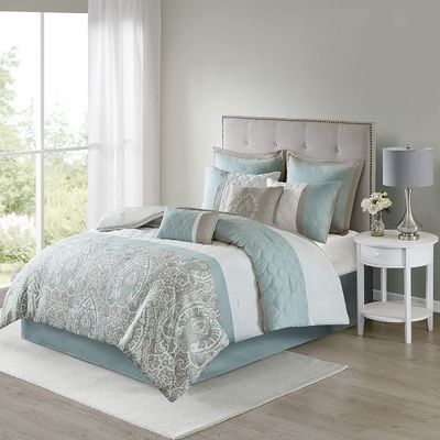 Ensemble de literie de luxe imprimé aux fleurs pour lit queen size 7 pièces couverture de couette