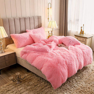 Couverture de lit en velours de cristal en peluche en peluche en quatre pièces avec 100% de fibres de polyester