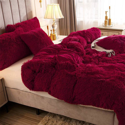 Couverture de lit en velours de cristal en peluche en peluche en quatre pièces avec 100% de fibres de polyester