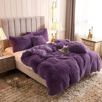 Couverture de lit en velours de cristal en peluche en peluche en quatre pièces avec 100% de fibres de polyester