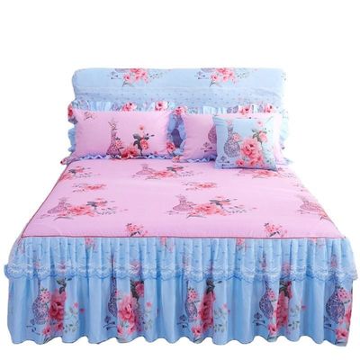 Hôtel style draps en dentelle double avec jupe couette couverture lit imperméable ensemble