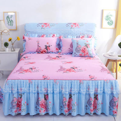 Hôtel style draps en dentelle double avec jupe couette couverture lit imperméable ensemble