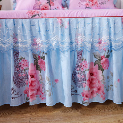 Hôtel style draps en dentelle double avec jupe couette couverture lit imperméable ensemble