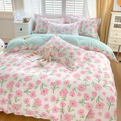Grade A 2024 Tendance épaissie brossée en coton lavé Lit four-piece ensemble feuille en gros