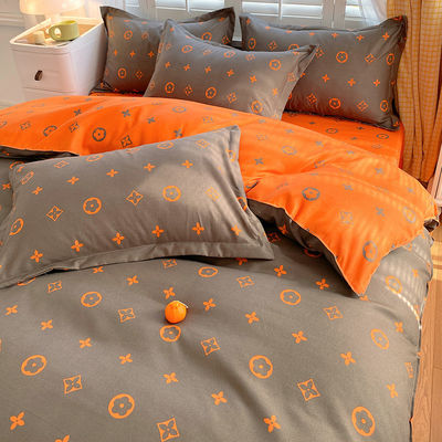 Grade A 2024 Tendance épaissie brossée en coton lavé Lit four-piece ensemble feuille en gros