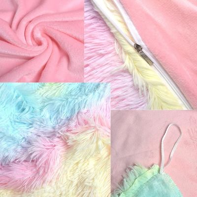 200TC Compteur de fils Lit de lit Faux fourrure couette Mink Rainbow Plush Fluffy Luxe