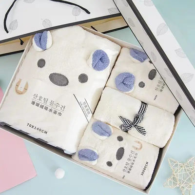 Logo personnalisé séchage rapide 4 pièces ensemble de serviettes de bain Touch doux main et visage Impression Luxe ensemble de serviettes pour tous les âges
