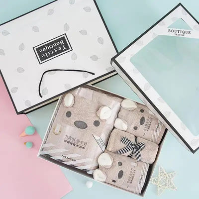 Logo personnalisé séchage rapide 4 pièces ensemble de serviettes de bain Touch doux main et visage Impression Luxe ensemble de serviettes pour tous les âges
