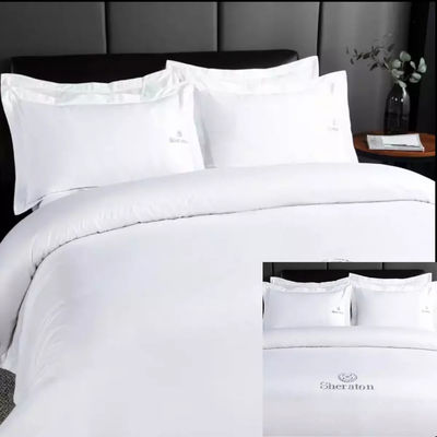 Couverture de couette personnalisée et feuille blanche 100% coton Lit ensemble pour le confort de l'hôtel de luxe