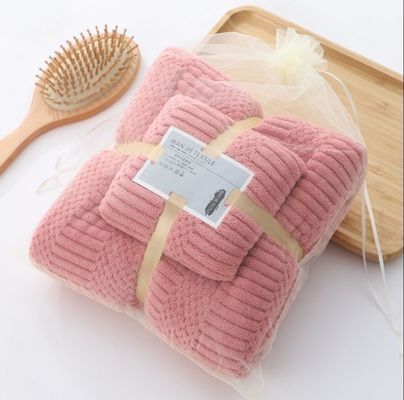 Ensemble de serviettes de bain tissées en polyester en laine de corail épaisse et absorbante pour un confort maximal