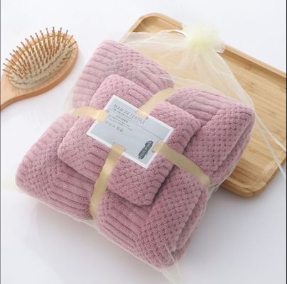 Ensemble de serviettes de bain tissées en polyester en laine de corail épaisse et absorbante pour un confort maximal