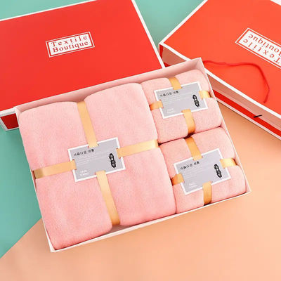 Ensemble de serviettes de bain cadeau pour la maison et l' hôtel en laine de corail épaisse de couleur personnalisée