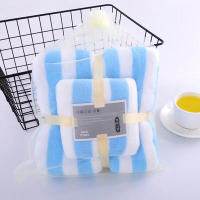 Ensemble de serviettes de bain en laine de corail tissé Large bord Enveloppement épais et absorbant Idéal pour les cadeaux