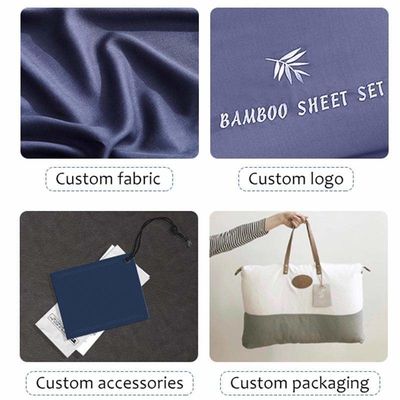 4 pièces de lit en bambou teinté et jetable avec imprimés en couleur