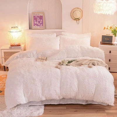 Ensemble de lit en polyester de couleur solide couverture de couette de flanelle